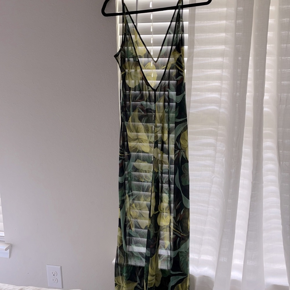 Brand new Victoria’s Secret sheer tropical dress with slit